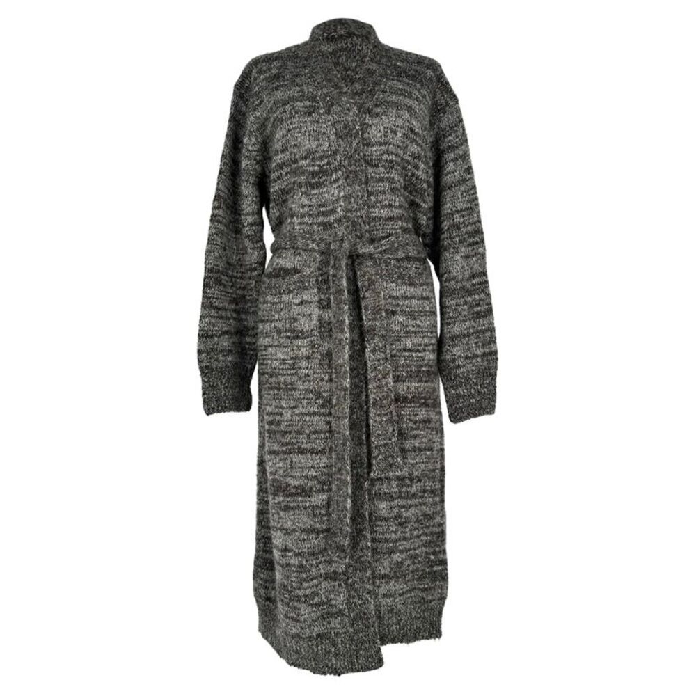 Dries Van Noten Long Cardigan in Grey Alpaca Wool